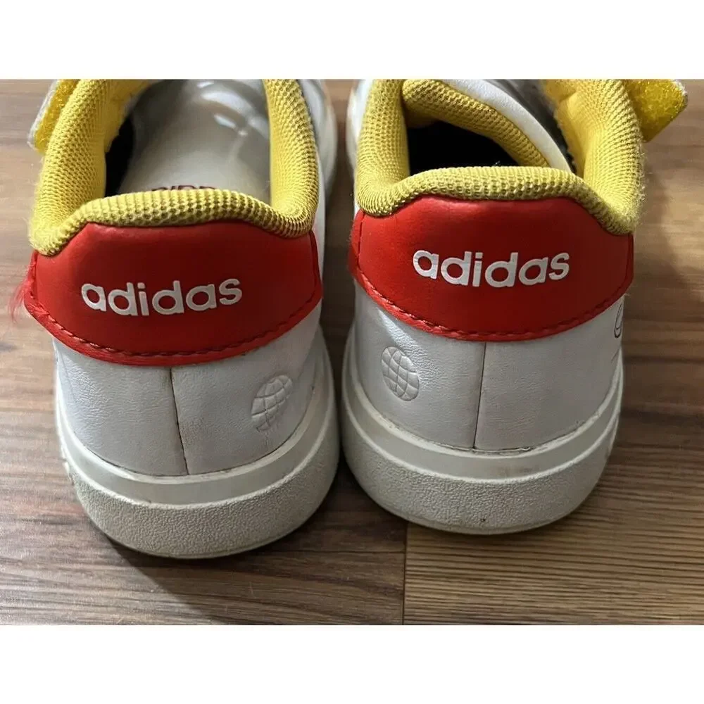 Adidas Grand Court Mickey EL Kid's Size 1.5 Y Shoe White Sneakers